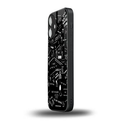 Minimalistic Black Aesthetic Collage iPhone 16 mobile cover | shockproof glass phone case