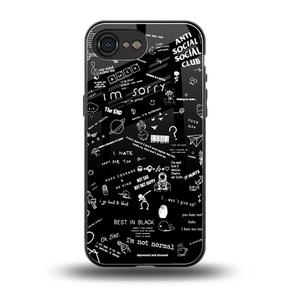 Minimalistic Black Aesthetic Collage back phone cover | glass case for iphone 17e