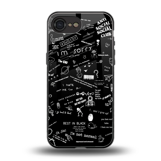 Minimalistic Black Aesthetic Collage back phone cover | glass case for iphone 17e