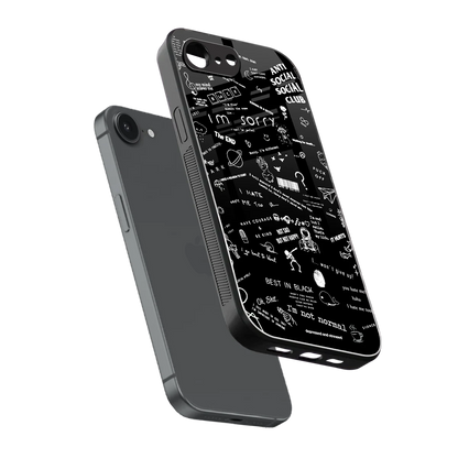 Minimalistic Black Aesthetic Collage sleek iphone 17e cover with tempered glass back and TPU edges