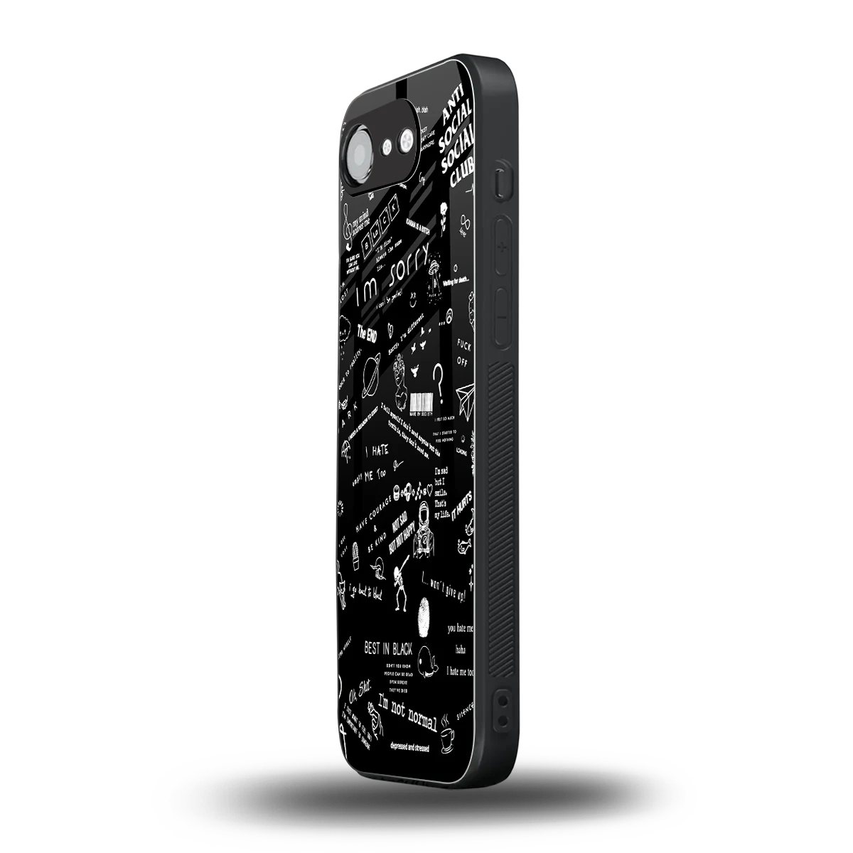 Minimalistic Black Aesthetic Collage iphone 17e mobile cover | shockproof glass phone case