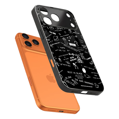 Minimalistic Black Aesthetic Collage sleek iphone 17 pro cover with tempered glass back and TPU edges