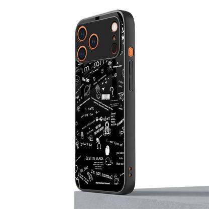 Minimalistic Black Aesthetic Collage iphone 17 pro mobile cover | shockproof glass phone case