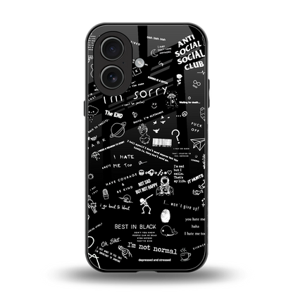 Minimalistic Black Aesthetic Collage back phone cover | glass case for iphone 17