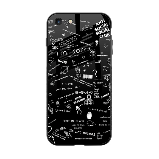 Minimalistic Black Aesthetic Collage back phone cover | glass case for iphone 6s
