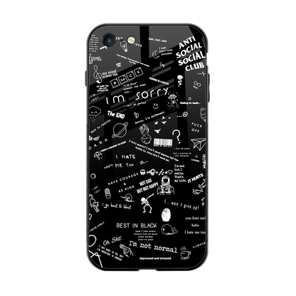 Minimalistic Black Aesthetic Collage back phone cover | glass case for iphone 6s plus