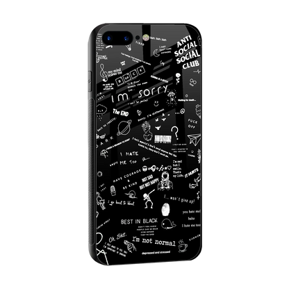 Minimalistic Black Aesthetic Collage sleek iphone 8 plus cover with tempered glass back and TPU edges