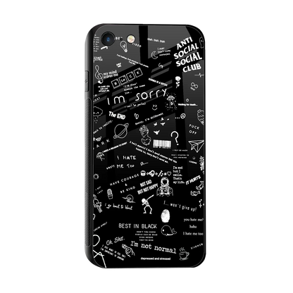 Minimalistic Black Aesthetic Collage sleek iphone 7 cover with tempered glass back and TPU edges