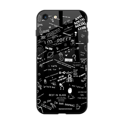 Minimalistic Black Aesthetic Collage back phone cover | glass case for iphone 7
