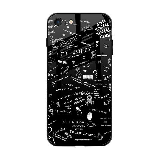 Minimalistic Black Aesthetic Collage back phone cover | glass case for iphone 7