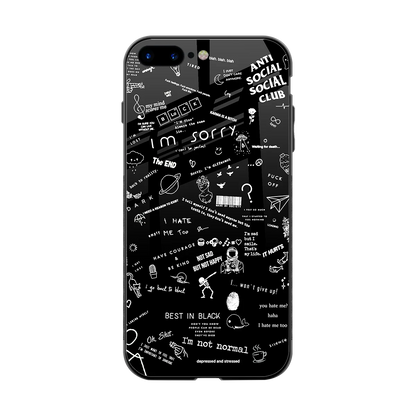 Minimalistic Black Aesthetic Collage back phone cover | glass case for iphone 7 plus