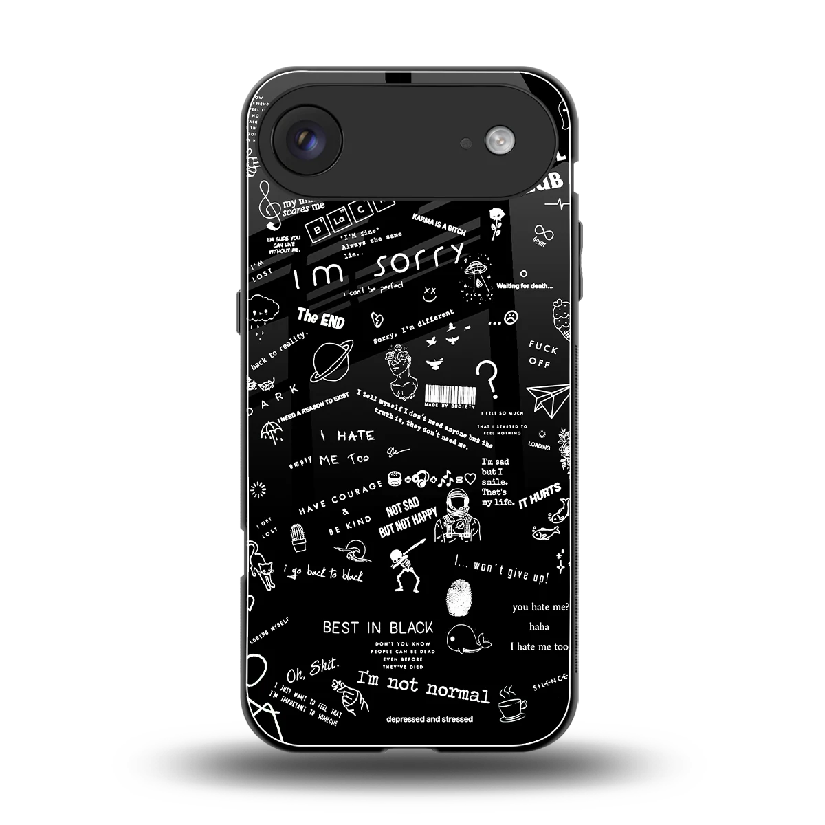 Minimalistic Black Aesthetic Collage back phone cover | glass case for iphone air