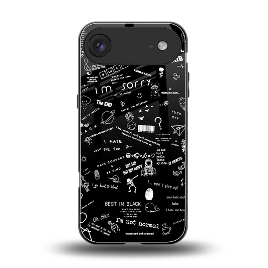 Minimalistic Black Aesthetic Collage back phone cover | glass case for iphone air