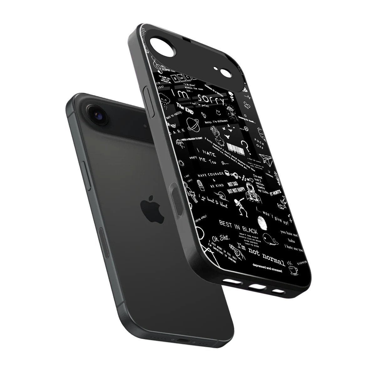 Minimalistic Black Aesthetic Collage sleek iphone air cover with tempered glass back and TPU edges