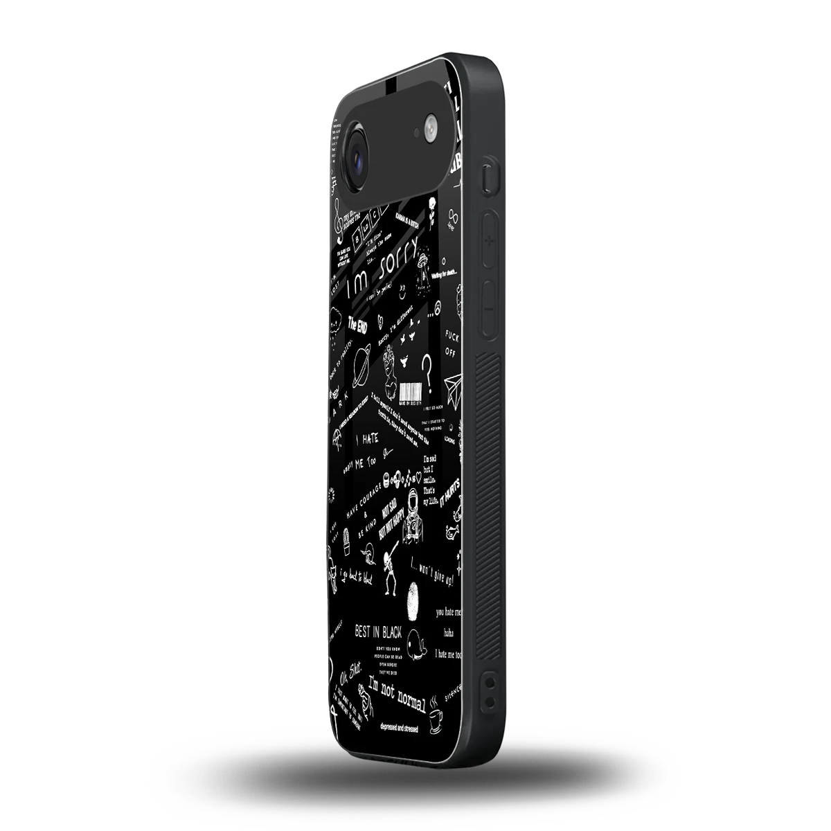 Minimalistic Black Aesthetic Collage iphone air mobile cover | shockproof glass phone case