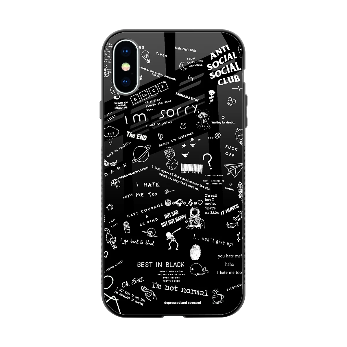 Minimalistic Black Aesthetic Collage back phone cover | glass case for iphone x