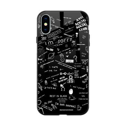 Minimalistic Black Aesthetic Collage back phone cover | glass case for iphone x