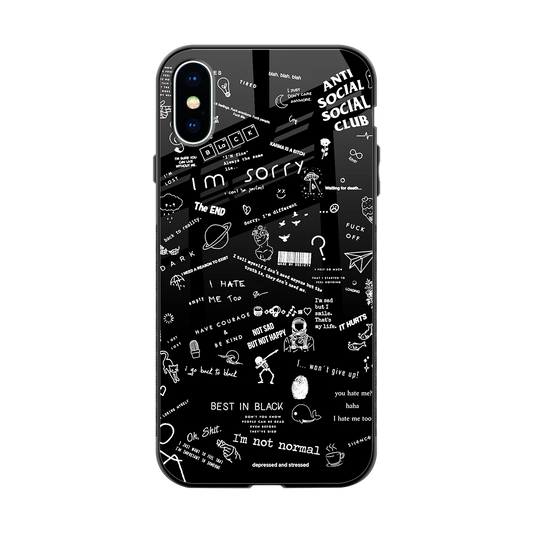 Minimalistic Black Aesthetic Collage back phone cover | glass case for iphone x