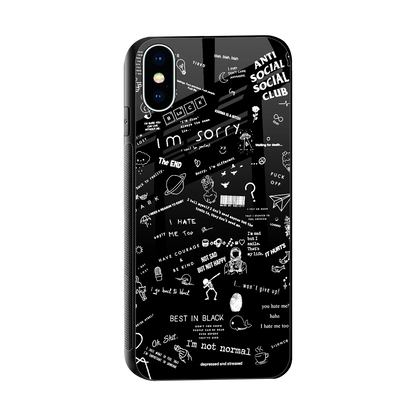 Minimalistic Black Aesthetic Collage sleek iphone x cover with tempered glass back and TPU edges