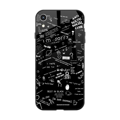 Minimalistic Black Aesthetic Collage back phone cover | glass case for iphone xr
