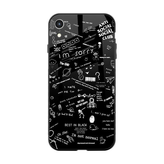 Minimalistic Black Aesthetic Collage back phone cover | glass case for iphone xr