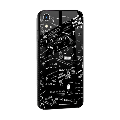 Minimalistic Black Aesthetic Collage sleek iphone xr cover with tempered glass back and TPU edges