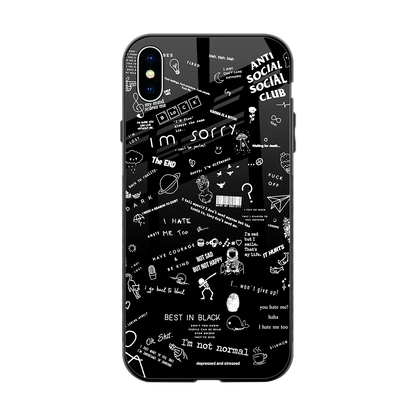 Minimalistic Black Aesthetic Collage back phone cover | glass case for iphone xs max