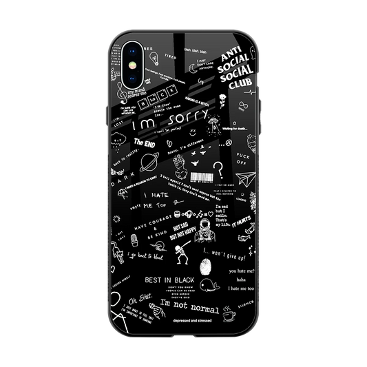 Minimalistic Black Aesthetic Collage back phone cover | glass case for iphone xs max