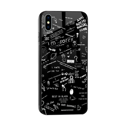 Minimalistic Black Aesthetic Collage sleek iphone xs max cover with tempered glass back and TPU edges