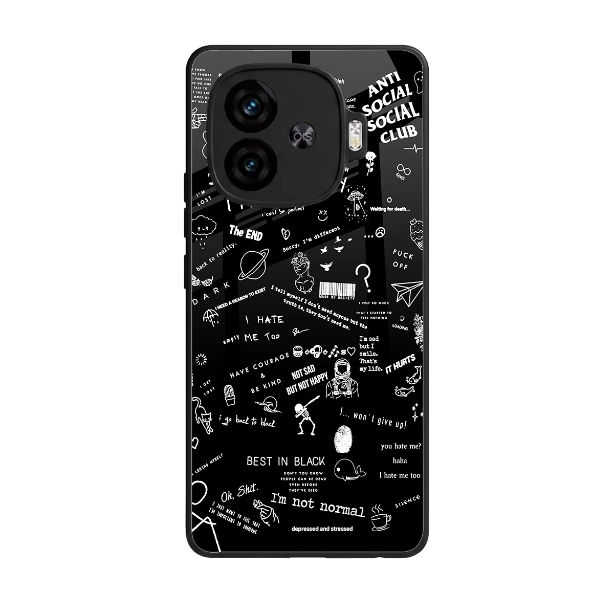 Minimalistic Black Aesthetic Collage back phone cover | glass case for iqoo neo 10r 5g