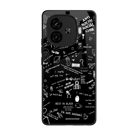 Minimalistic Black Aesthetic Collage back phone cover | glass case for iqoo neo 10r 5g