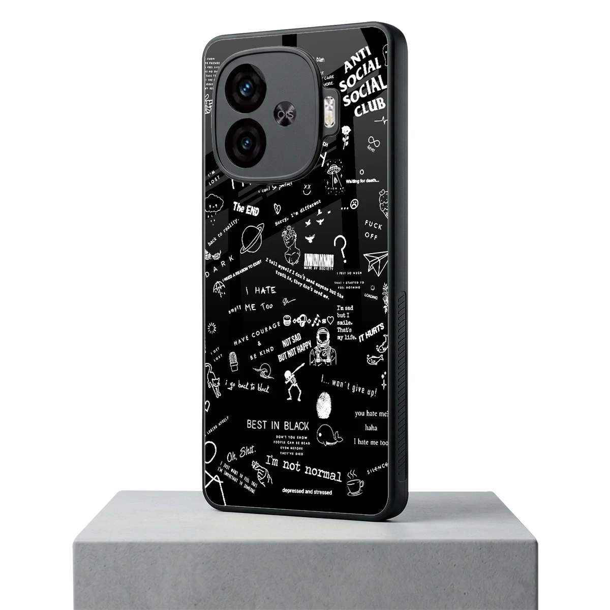 Minimalistic Black Aesthetic Collage iqoo neo 10r 5g mobile cover | shockproof glass phone case