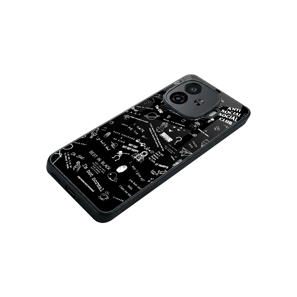 Minimalistic Black Aesthetic Collage stylish phone case for iqoo neo 10r 5g | glossy glass and slim fit