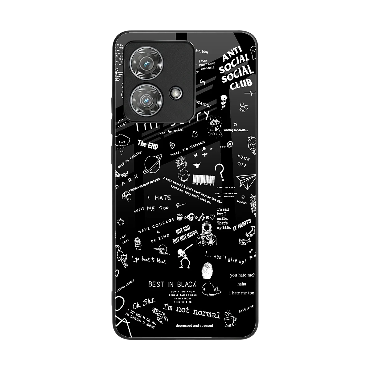 Minimalistic Black Aesthetic Collage back phone cover | glass case for motorola edge 40 neo 5g