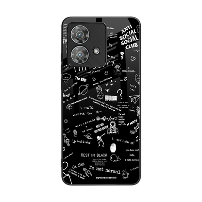 Minimalistic Black Aesthetic Collage back phone cover | glass case for motorola edge 40 neo 5g
