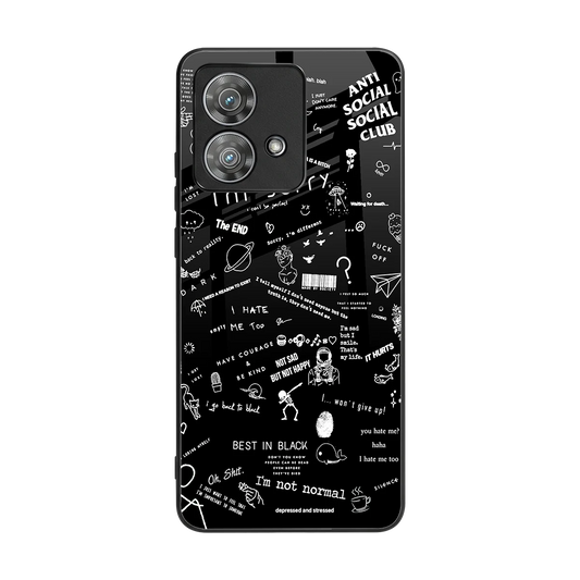 Minimalistic Black Aesthetic Collage back phone cover | glass case for motorola edge 40 neo 5g