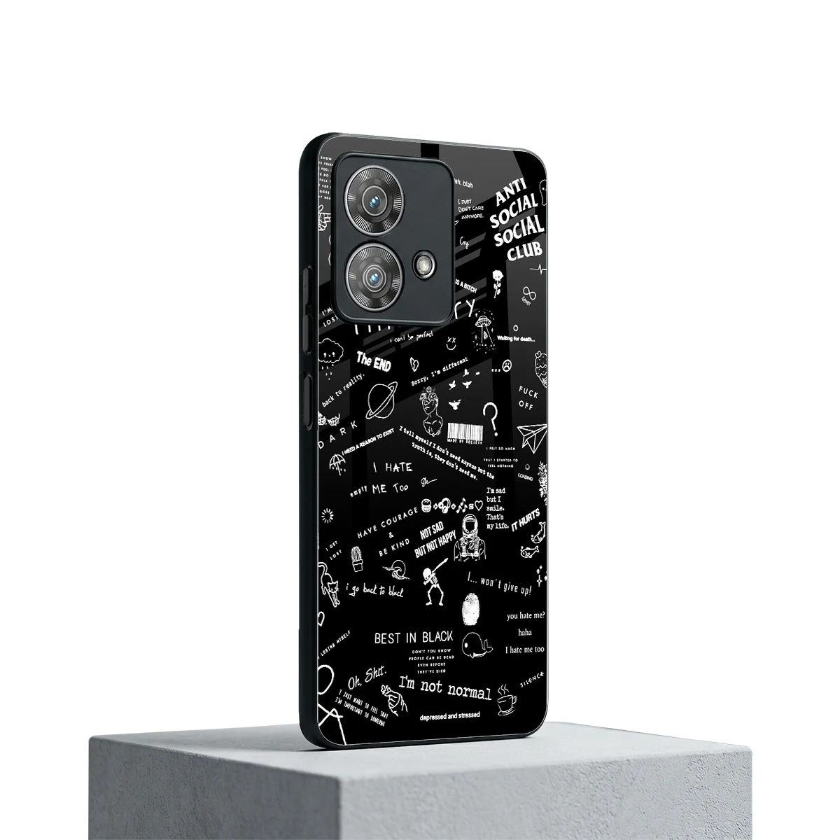 Minimalistic Black Aesthetic Collage motorola edge 40 neo 5g mobile cover | shockproof glass phone case