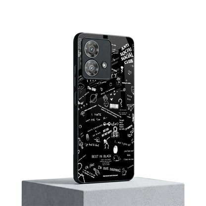 Minimalistic Black Aesthetic Collage motorola edge 40 neo 5g mobile cover | shockproof glass phone case