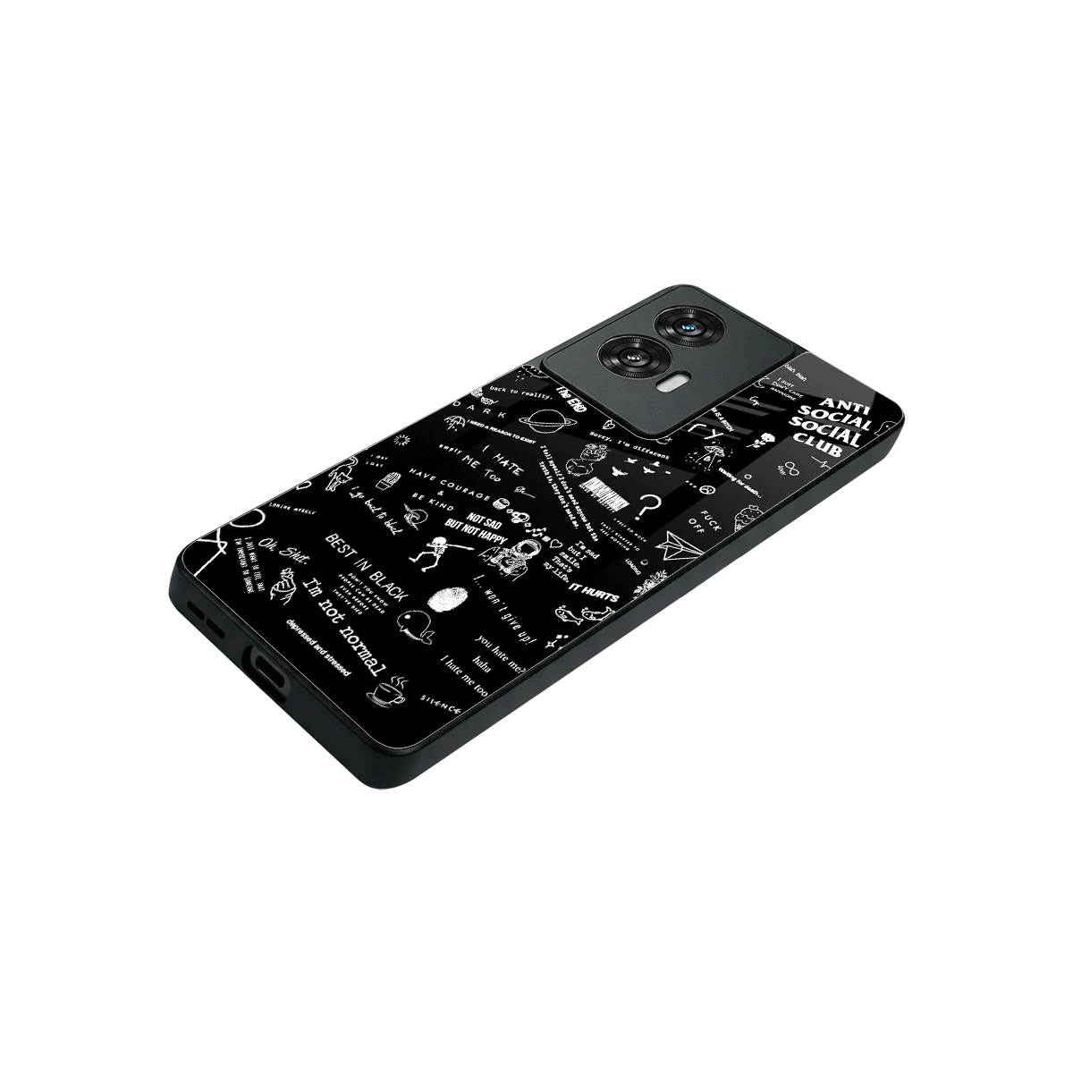 Minimalistic Black Aesthetic Collage stylish phone case for motorola edge 50 fusion | glossy glass and slim fit