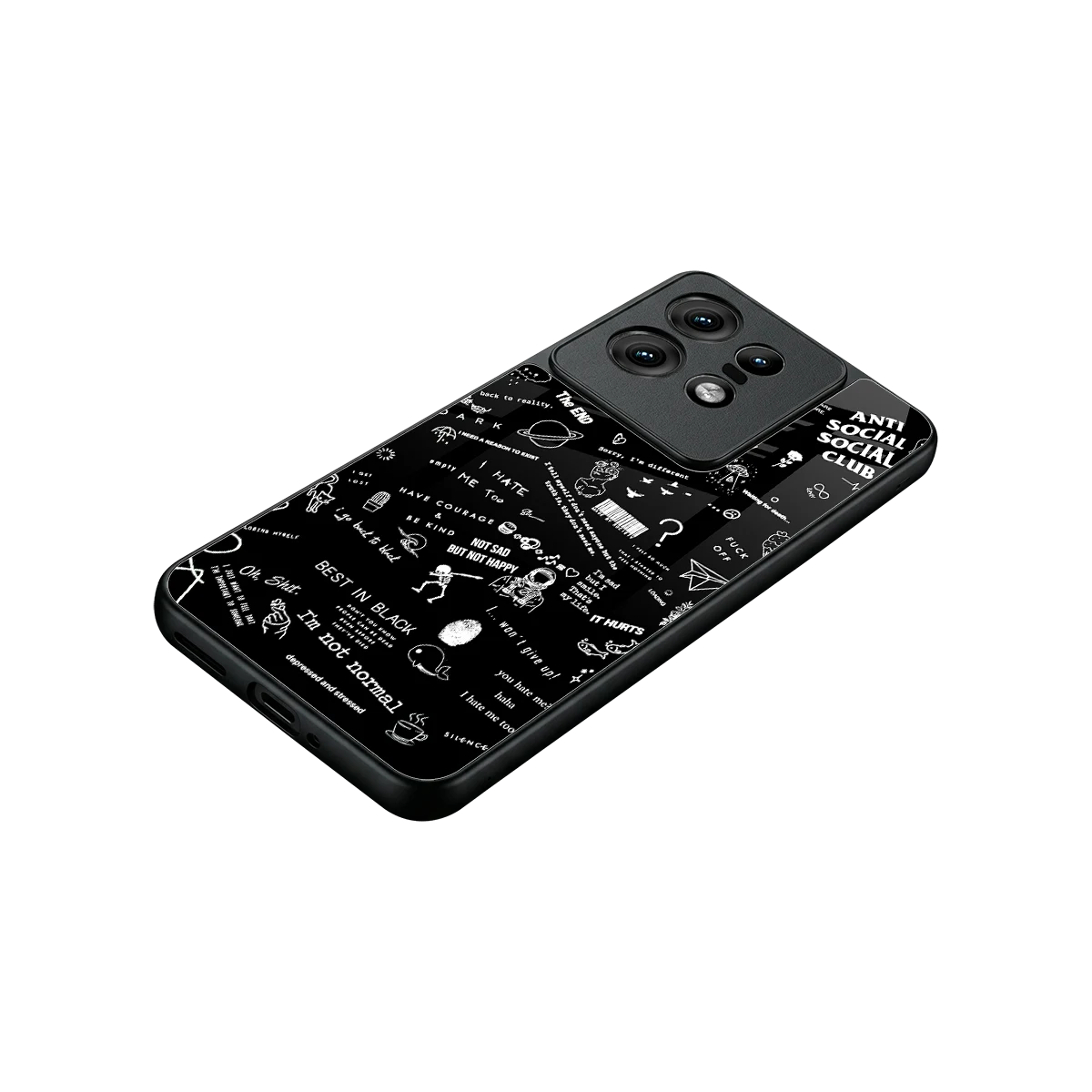 Minimalistic Black Aesthetic Collage stylish phone case for motorola edge 50 pro | glossy glass and slim fit