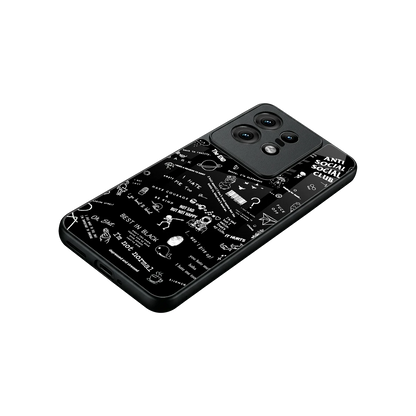 Minimalistic Black Aesthetic Collage stylish phone case for motorola edge 50 pro | glossy glass and slim fit