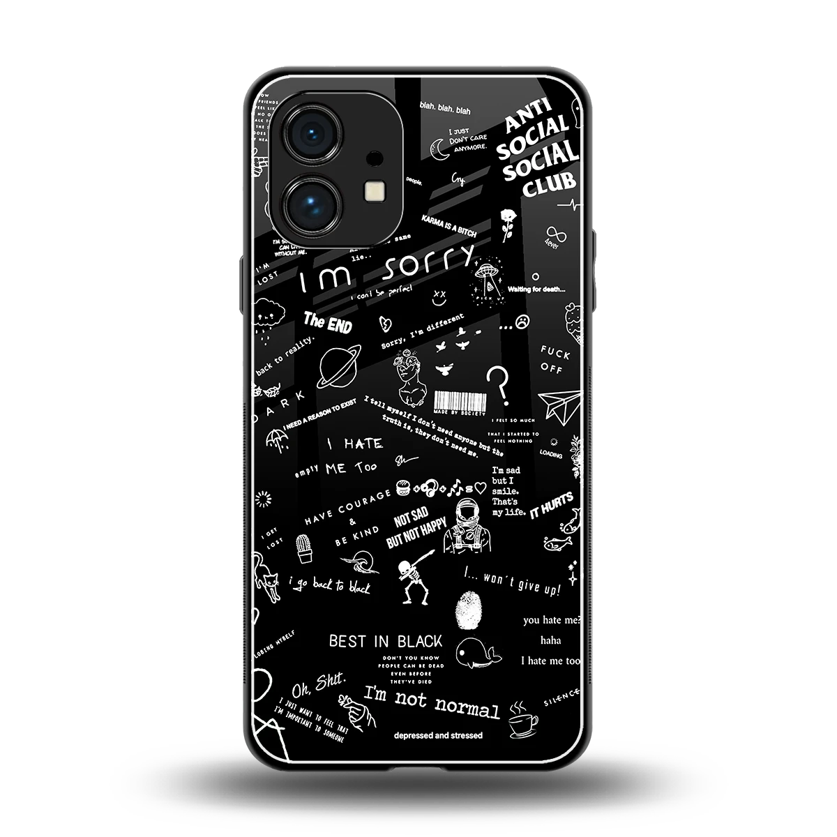Minimalistic Black Aesthetic Collage back phone cover | glass case for nothing phone 1