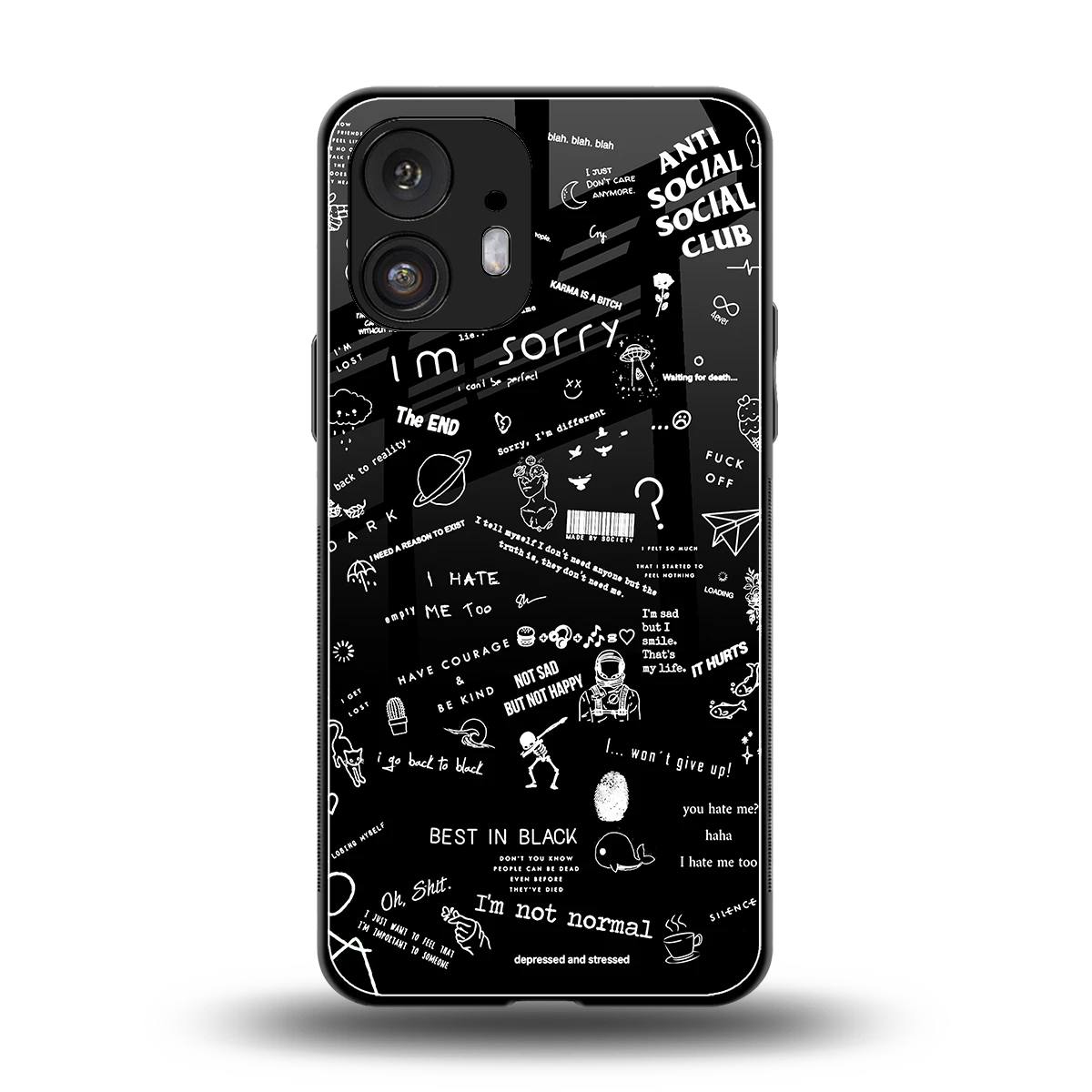 Minimalistic Black Aesthetic Collage back phone cover | glass case for nothing phone 2