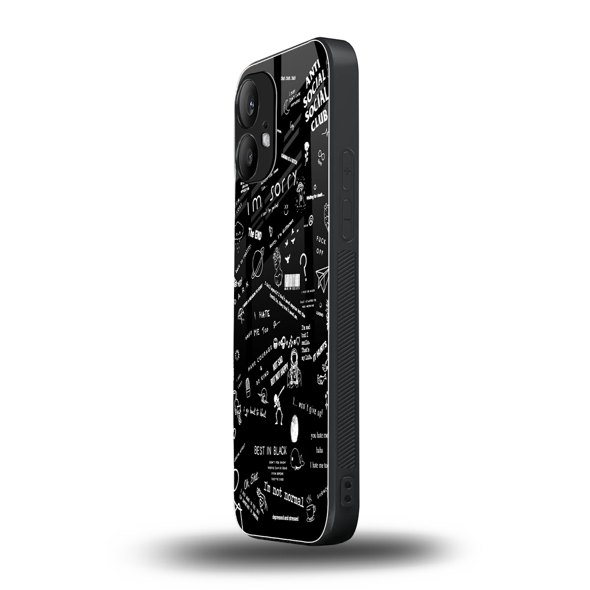 Minimalistic Black Aesthetic Collage nothing phone 2 mobile cover | shockproof glass phone case