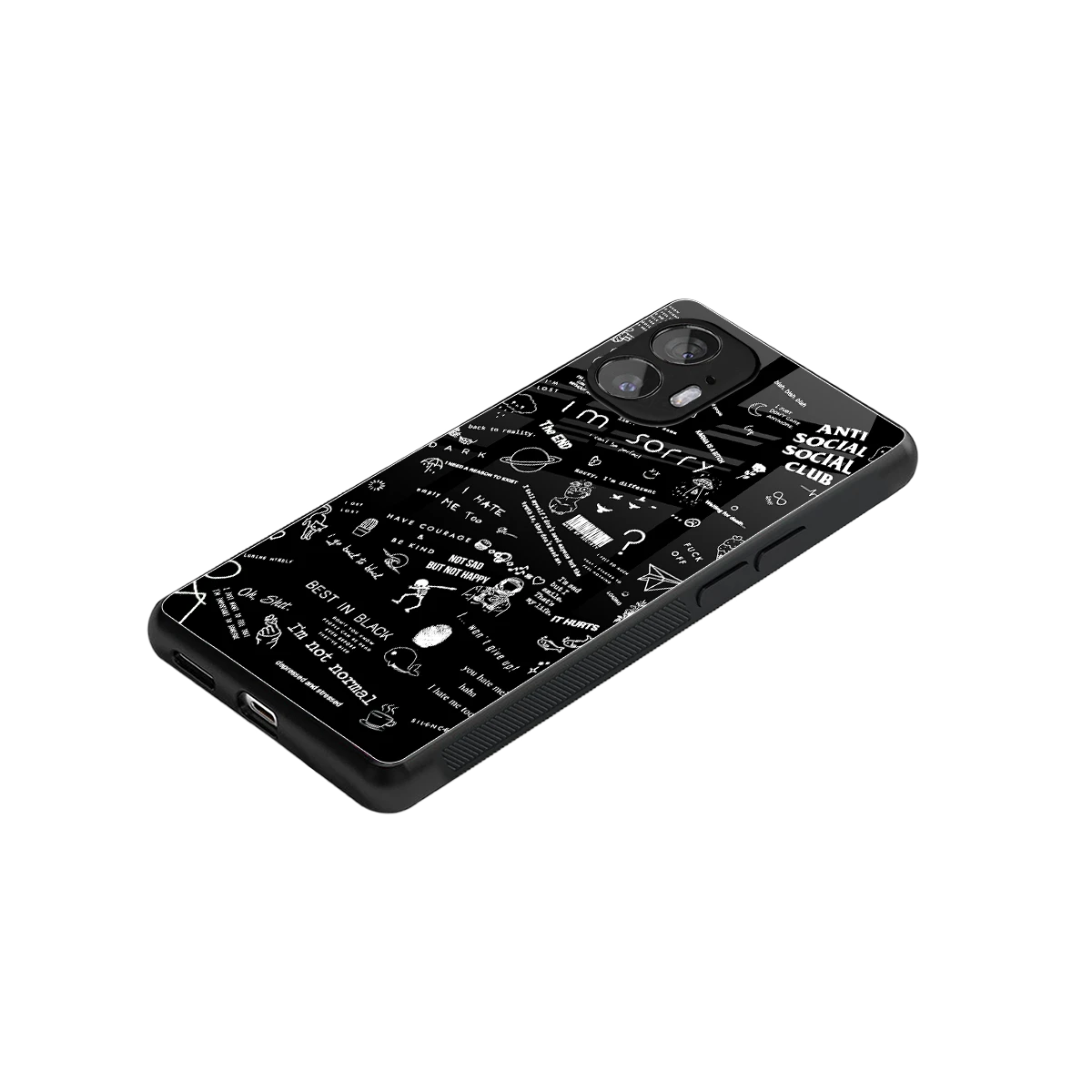 Minimalistic Black Aesthetic Collage stylish phone case for nothing phone 2 | glossy glass and slim fit
