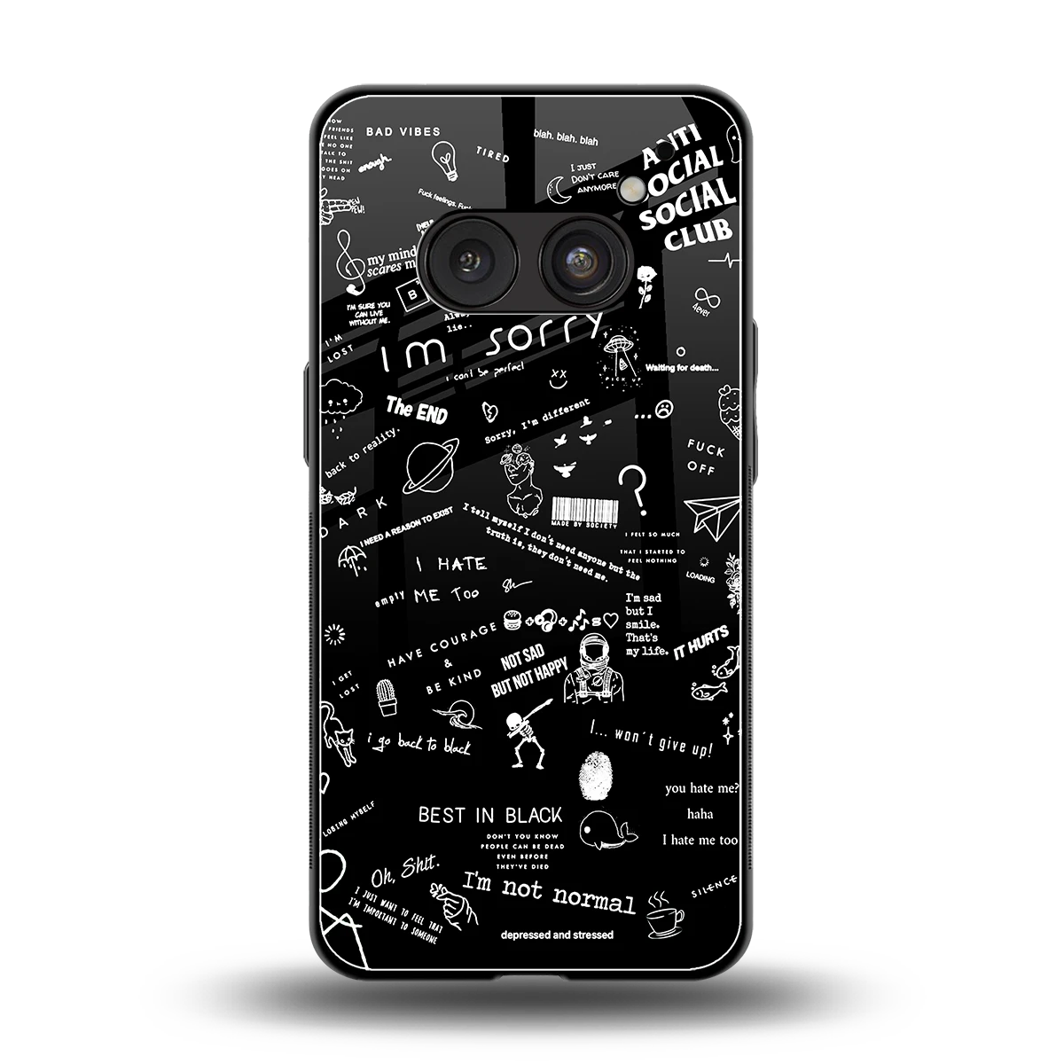 Minimalistic Black Aesthetic Collage back phone cover | glass case for nothing phone 2a plus