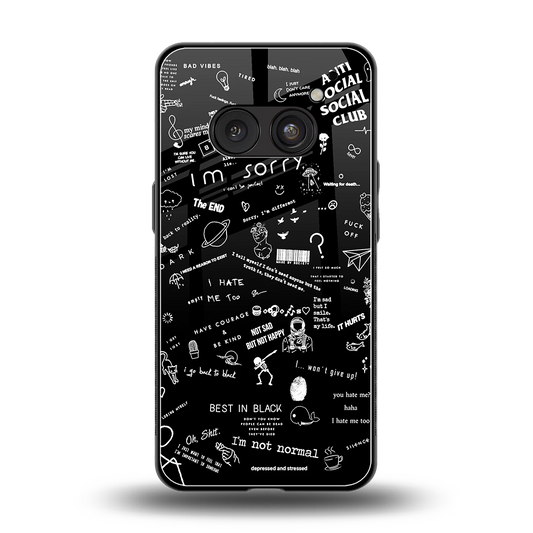 Minimalistic Black Aesthetic Collage back phone cover | glass case for nothing phone 2a plus