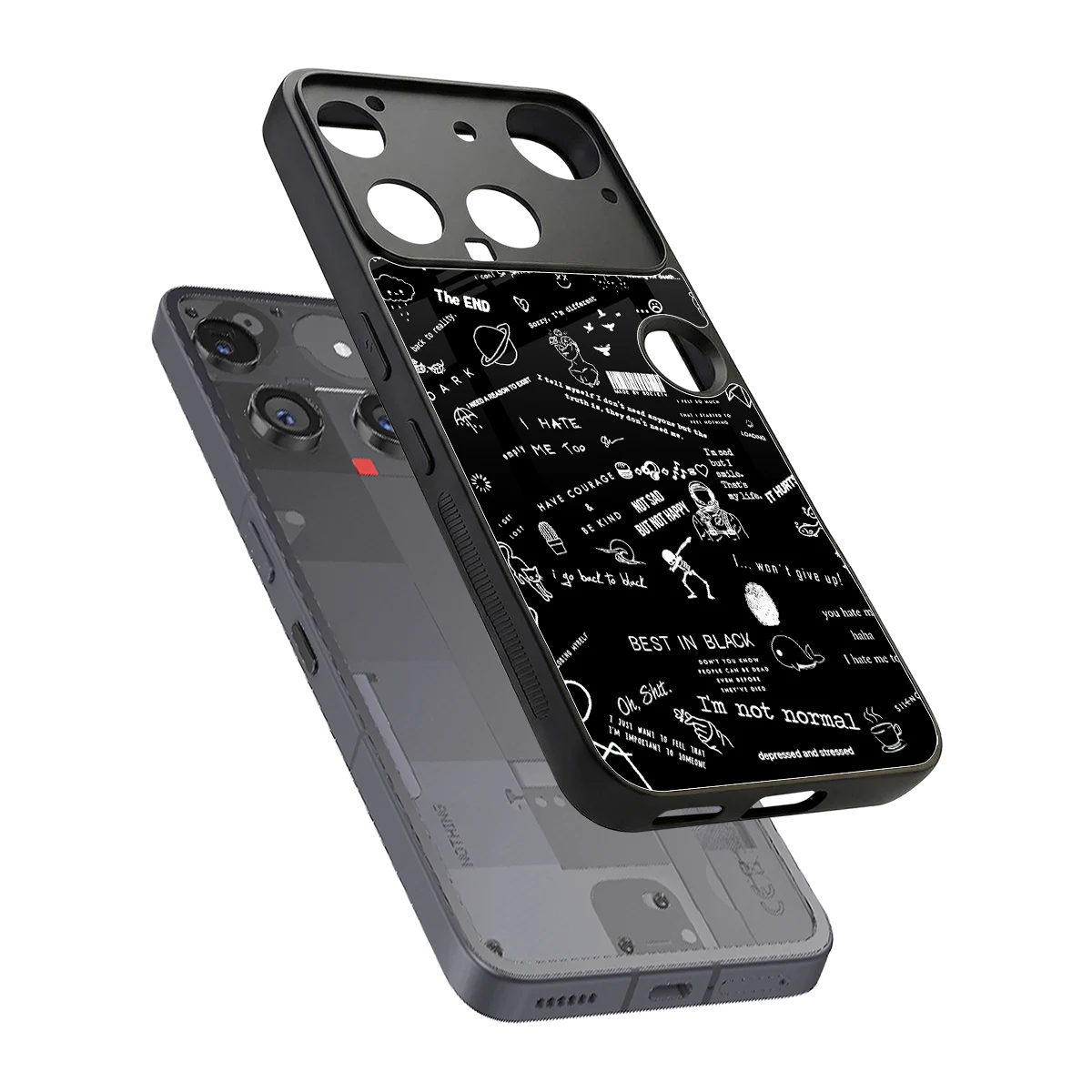 Minimalistic Black Aesthetic Collage sleek nothing phone 3 cover with tempered glass back and TPU edges