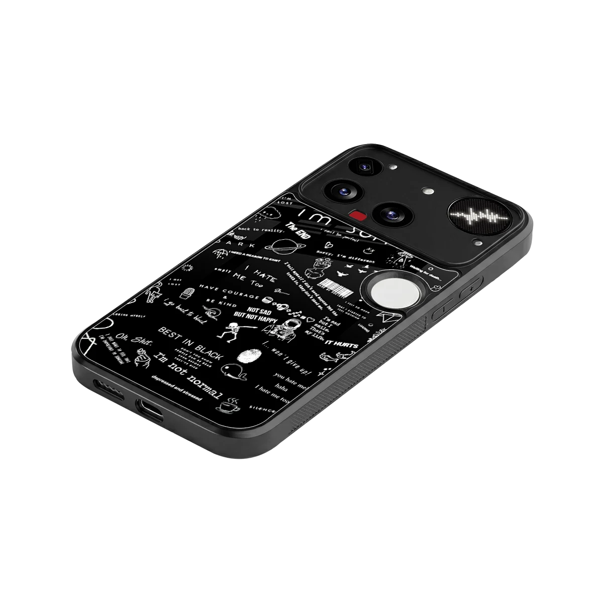 Minimalistic Black Aesthetic Collage stylish phone case for nothing phone 3 | glossy glass and slim fit