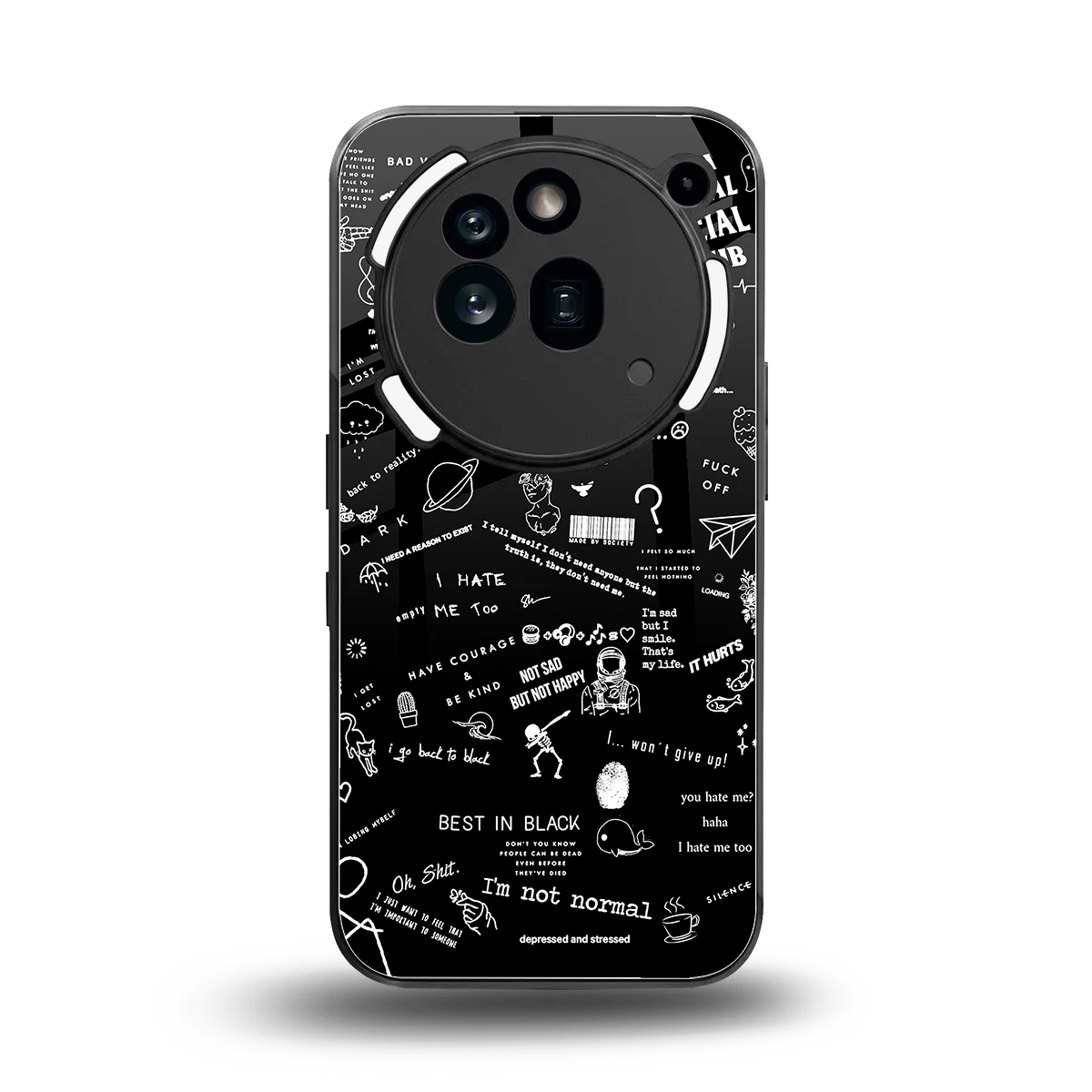 Minimalistic Black Aesthetic Collage back phone cover | glass case for nothing phone 3a pro